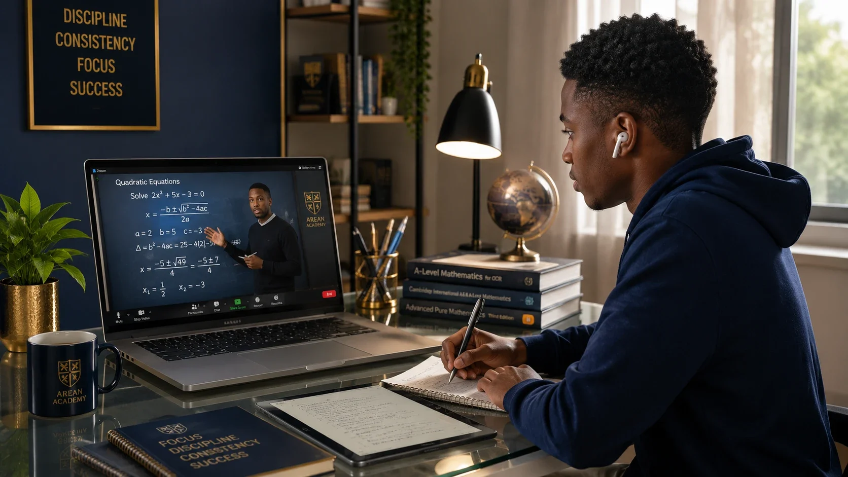 Students in live online class